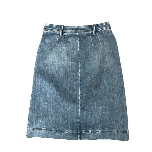 TALBOTS Talbots Stretch Denim A-Line Button Front Midi Jean Skirt Size 6 - Picture 3 of 6